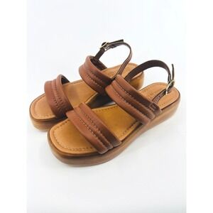Bella Vita Ode Platform Sandals Womens 8W Brown Leather Made in Italy Padded